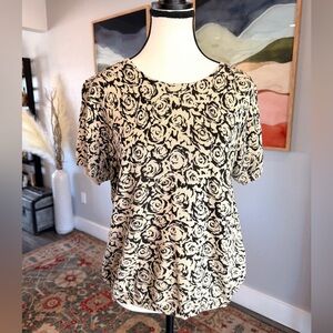 Liz Claiborne Black and Cream Floral Top